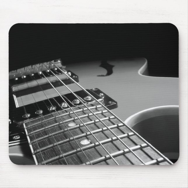 Mousepad Fim acima - B&W cinzento da guitarra elétrica (Frente)