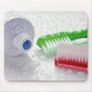 Mousepad Fim-acima do dentífrico e das escovas de dentes