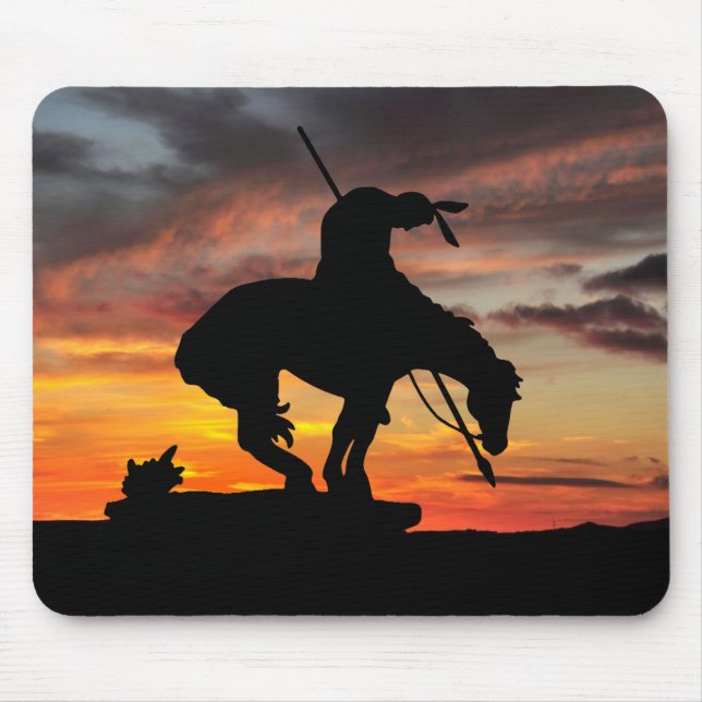 Mousepad Fim da silhueta de trilha com o mouse sunset (Frente)