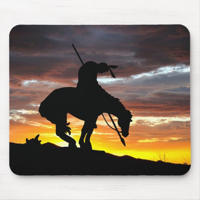 Mousepad Fim da silhueta de trilha com o mouse sunset (Frente)