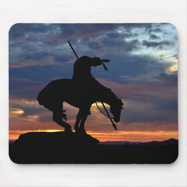 Mousepad Fim da silhueta de trilha com o mouse sunset (Frente)