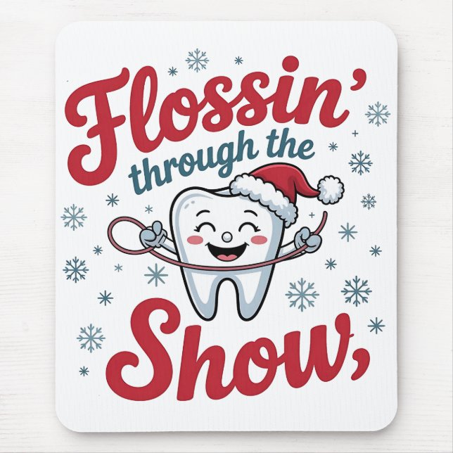 Mousepad Fio Dental na Neve Natal Divertido  (Frente)