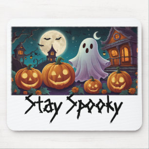Mousepad Fique Assustador, Fantasmas e Abóboras de Hallowee