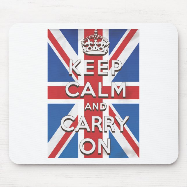 Mousepad Fique calmo e continue na bandeira britânica (Frente)