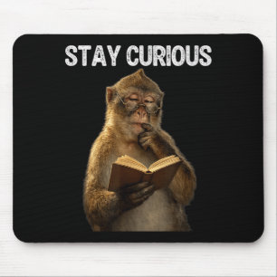 Mousepad Fique curioso macaco macaco bibliófilo lendo livro