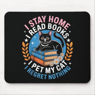 Mousepad Fique em casa leia livros acaricie gato introverti