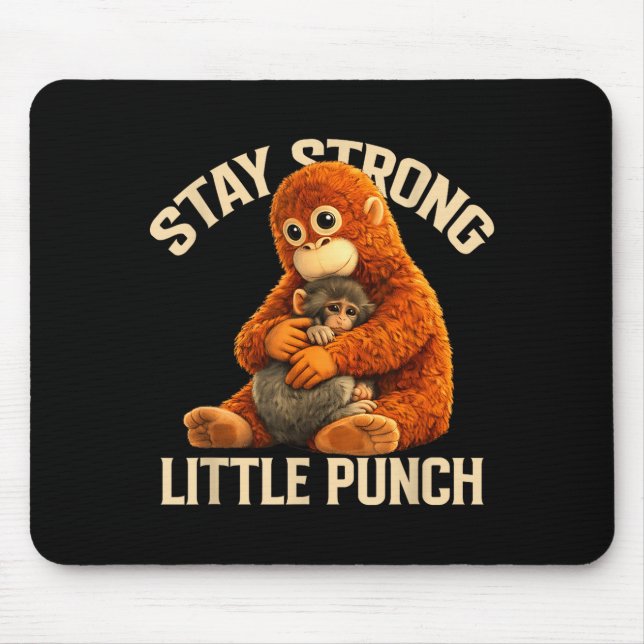 Mousepad Fique forte pequeno soco design de macaco fofo (Frente)