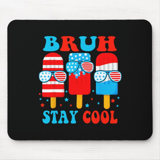 Mousepad Fiquem Legal 4 de julho Popsicle Boys Men Usa Flag (Frente)