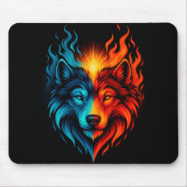 Mousepad Fire and Ice Wolf – Blue Red Elemental Animal