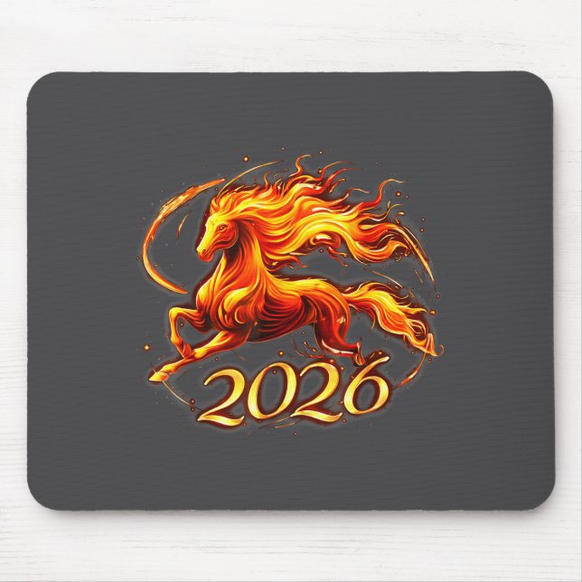 Mousepad Fire Horse Chinese Zodiac Symbol 2026 Lunar New Ye (Frente)