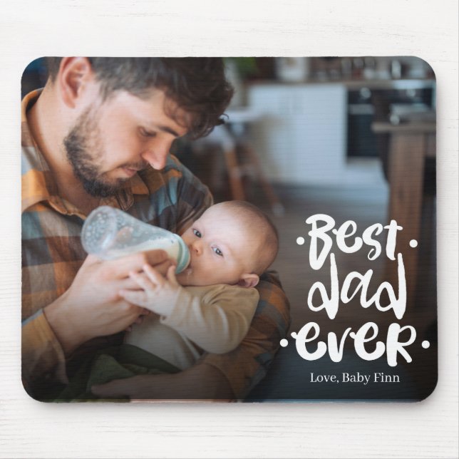 Mousepad First Father’s Day Custom Photo Gift Best Dad Ever (Frente)