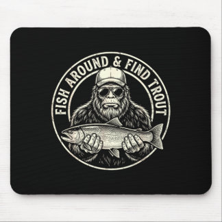 Mousepad Fish around and find trout fishing bigfoot