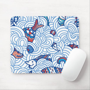 Mousepad Fishes e ondas minimalistas