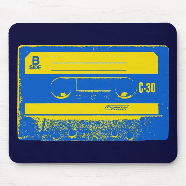 Mousepad Fita Cassete Azul e Amarela Retro (Frente)