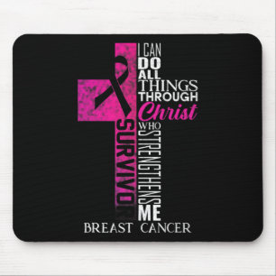 Mousepad Fita Cruz Cristã Sobrevivente de Câncer de Mama
