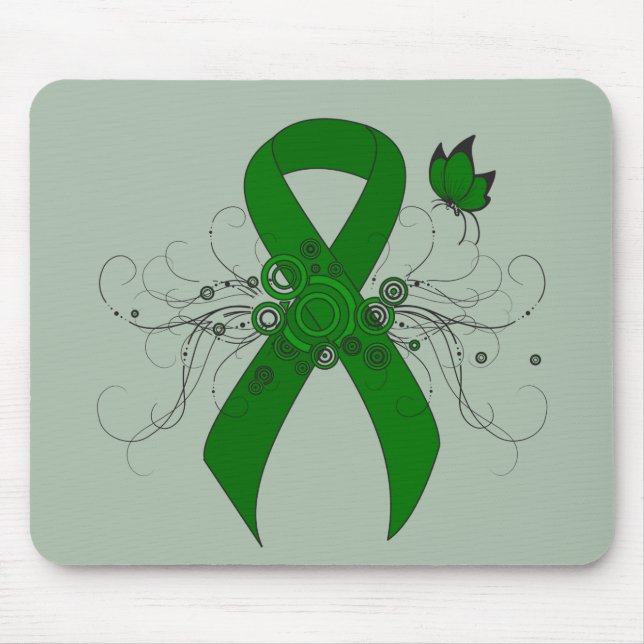 Mousepad Fita de Consciência Verde com Borboleta (Frente)