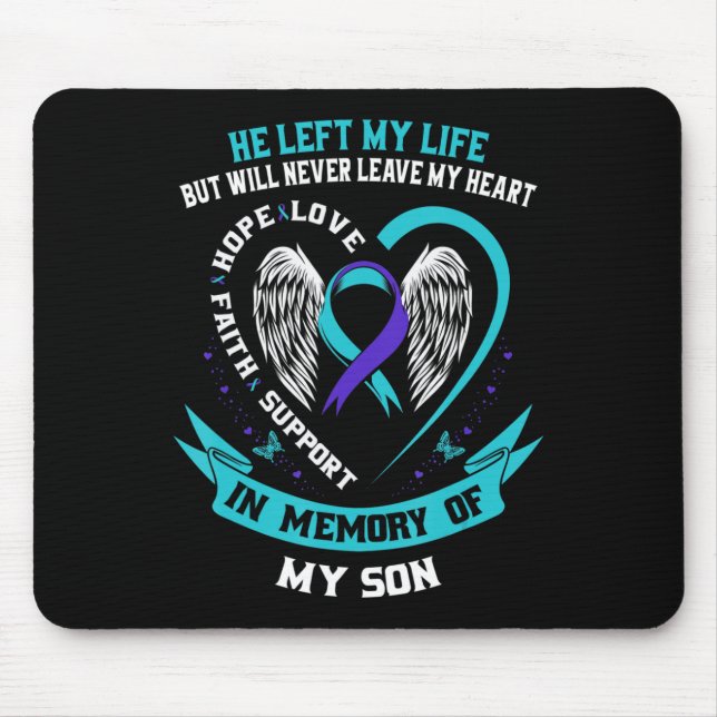 Mousepad Fita de Sensibilização para o Suicídio em Teal e R (Frente)