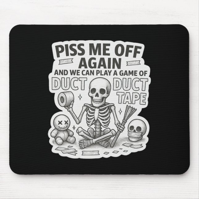 Mousepad Fita Duct Skeleton Engraçado Halloween Sarcástico (Frente)