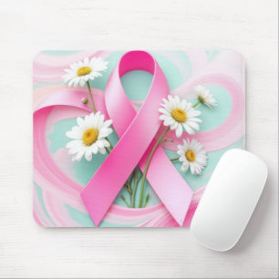 Mousepad Fita rosa e consciência do Cancer da maré negra
