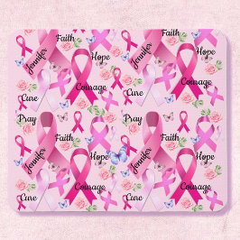 Mousepad Fita Rosa Personalizar Palavras e Nome Cancer da M
