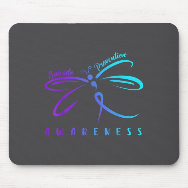 Mousepad Fita Roxa Azul Claro de Conscientização sobre Prev (Frente)
