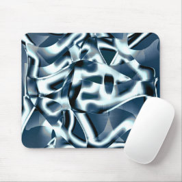 Mousepad Fitas curvas sobrepostas, tons cromados em azul