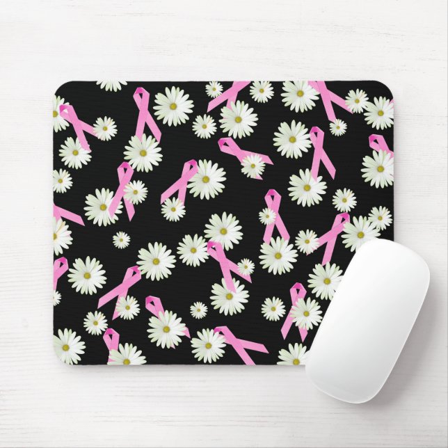 Mousepad Fitas e margaridas para a sensibilização do Cancer (Com mouse)