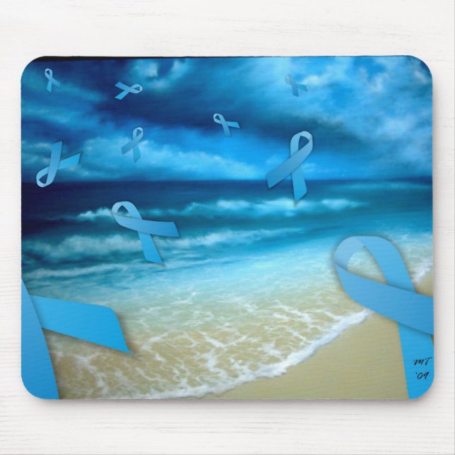 Mousepad Fitas Floaing do cancro da próstata sobre a praia (Frente)