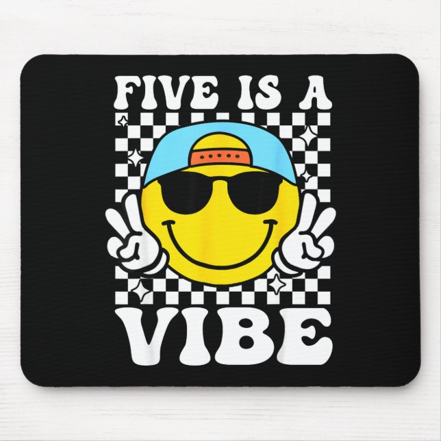 Mousepad Five Is A Vibe 5th Birthday Groovy Boys Girls 5 Ye (Frente)