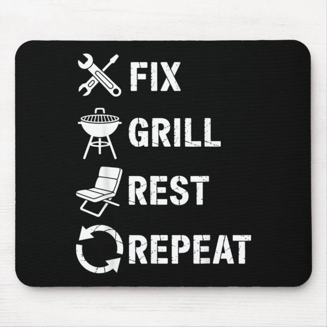 Mousepad Fix Grill Rest Repeat Handyman BBQ Dad Life 5 (Frente)