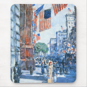Mousepad Flags Fifth Avenue de Childe Hassam, Arte Antigo