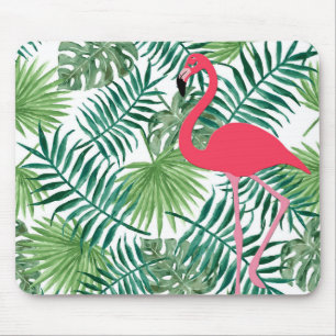 Mousepad Flamingo Amarelo Aquarela Impressão de Folha Tropi