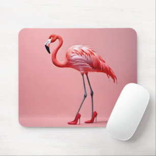 Mousepad Flamingo Com Calçados Vermelhos