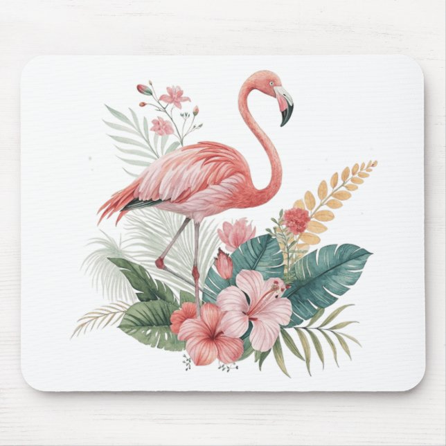Mousepad Flamingo Com Flores (Frente)