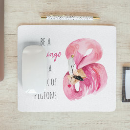 Mousepad Flamingo, Cor de Água Rosa Moderna, Com Citação