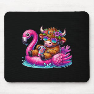 Mousepad Flamingo de Vaca das Terras Altas Flutua Verão Pra