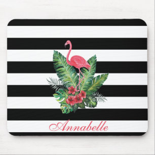 Mousepad Flamingo e bandas de flores