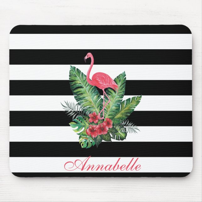 Mousepad Flamingo e bandas de flores (Frente)