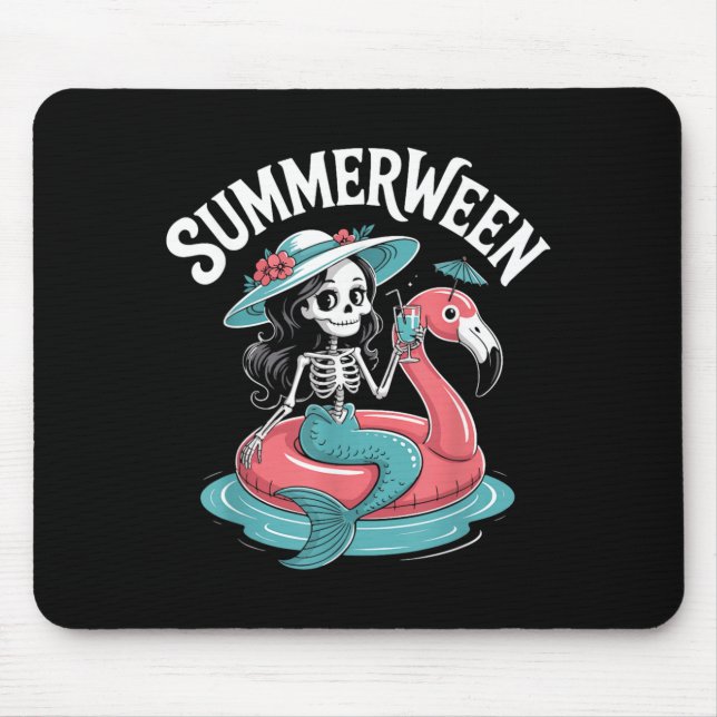 Mousepad Flamingo Esqueleto Summerween Vibrações de Hallowe (Frente)
