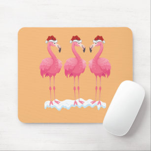 Mousepad Flamingo Lover Xmas Papais noeis de iluminação ros