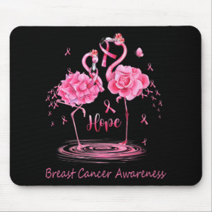 Mousepad Flamingo Pink Ribbon Borboletas Cancer Awa