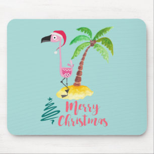 Mousepad Flamingo Rosa Em Um Chapéu De Papai Noel Por Um Xm