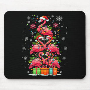 Mousepad Flamingo Santa Hat Xmas Luz A Árvore De Natal Anim