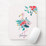 Mousepad Flamingo Tropical Bastante Personalizado<br><div class="desc">Bonito almofada de rato floral flamingo personalizada.</div>