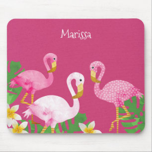 Mousepad Flamingos cor-de-rosa tropicais no rosa