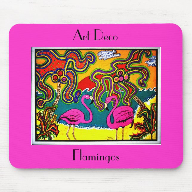 Mousepad Flamingos do art deco (Frente)