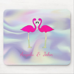 Mousepad Flamingos Rosa Apaixonados Holográficos