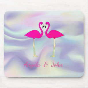 Mousepad Flamingos Rosa No Amor Holográfico