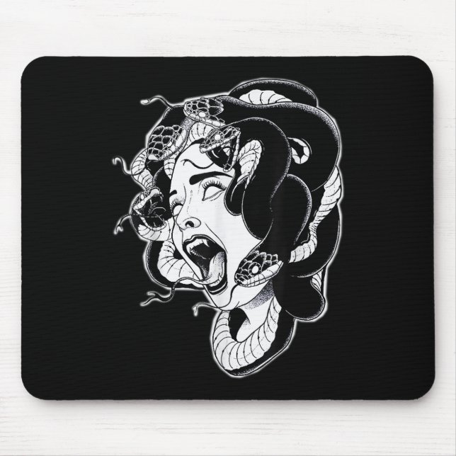 Mousepad Flash de tatuagem de trabalho negro do Medusa (Frente)