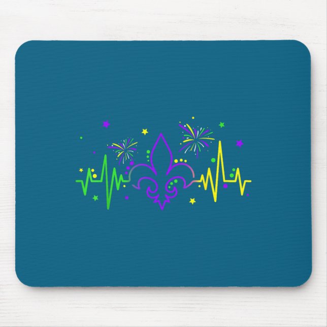 Mousepad Fleur De Lis Heartbeat Nurse Mardi Gras Carnival M (Frente)